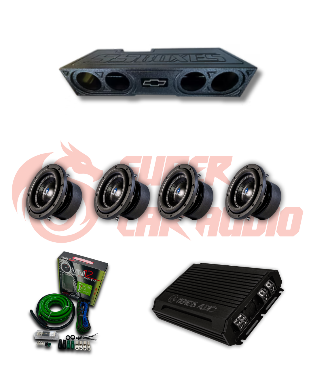 Truck Bass Package – Quad 8” Nemesis Audio System (Fits Most Trucks) 5000W image 0